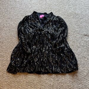 Black Sequin-Accent V-Neck dress